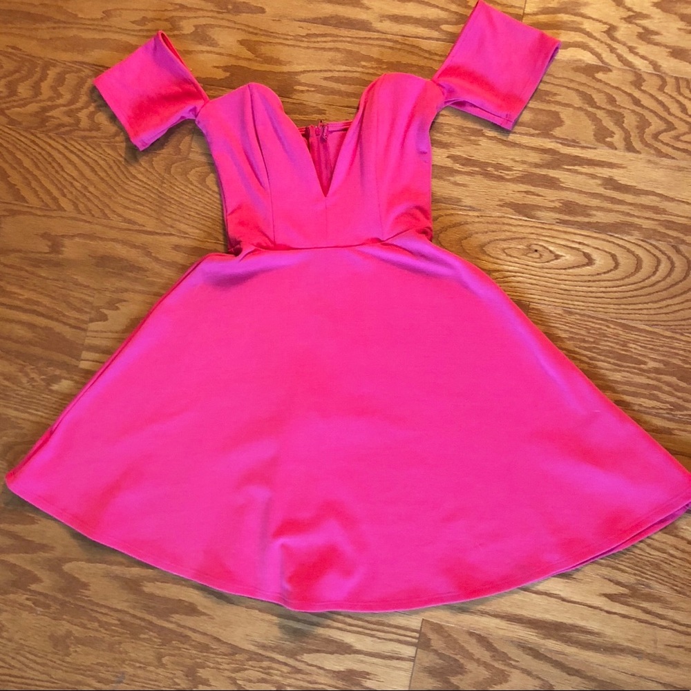 Hot pink off the shoulder dress size small